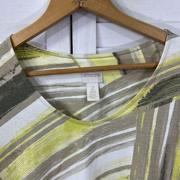 Chico's Top Size 1 (8) Stretch Angled Hemline - Picture 5 of 14